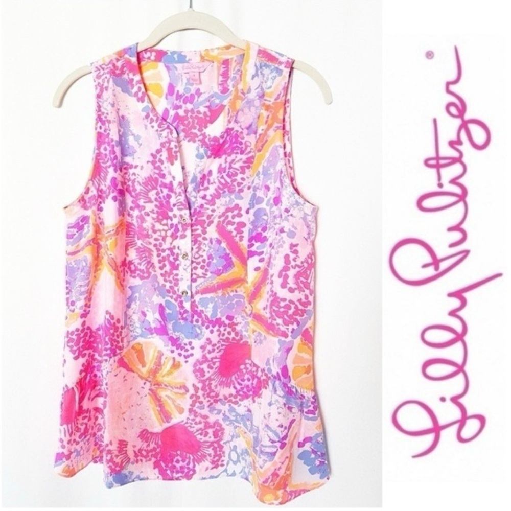 LILLY PULITZER Kery Silk Top 25452 Paradise Pink Size Small